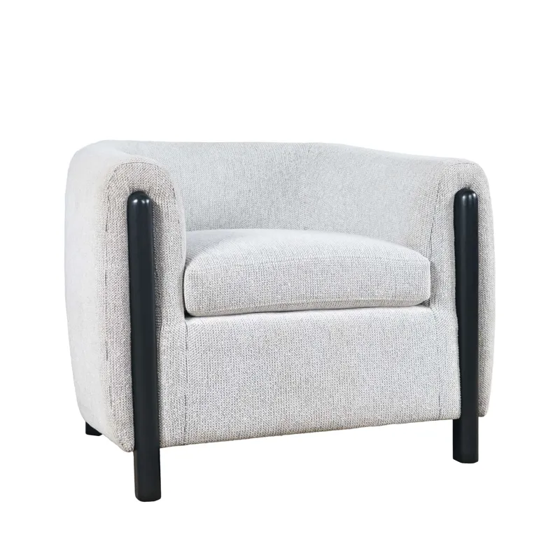 Finn Modern Upholstered Barrel Accent Chair With Exposed Frame