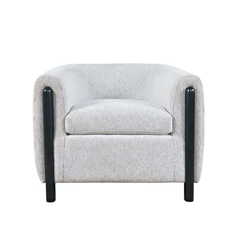 Finn Modern Upholstered Barrel Accent Chair With Exposed Frame