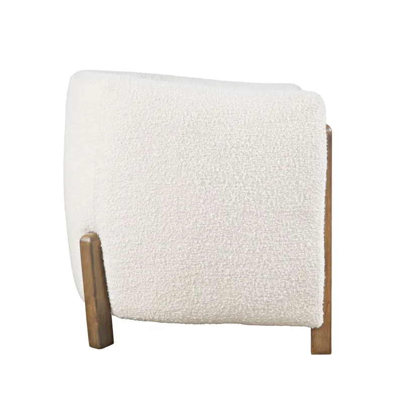 Finn Modern Upholstered Barrel Accent Chair With Exposed Frame