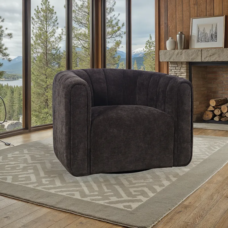 Grande Modern Barrel Swivel Upolstered Tufted Accent Chair