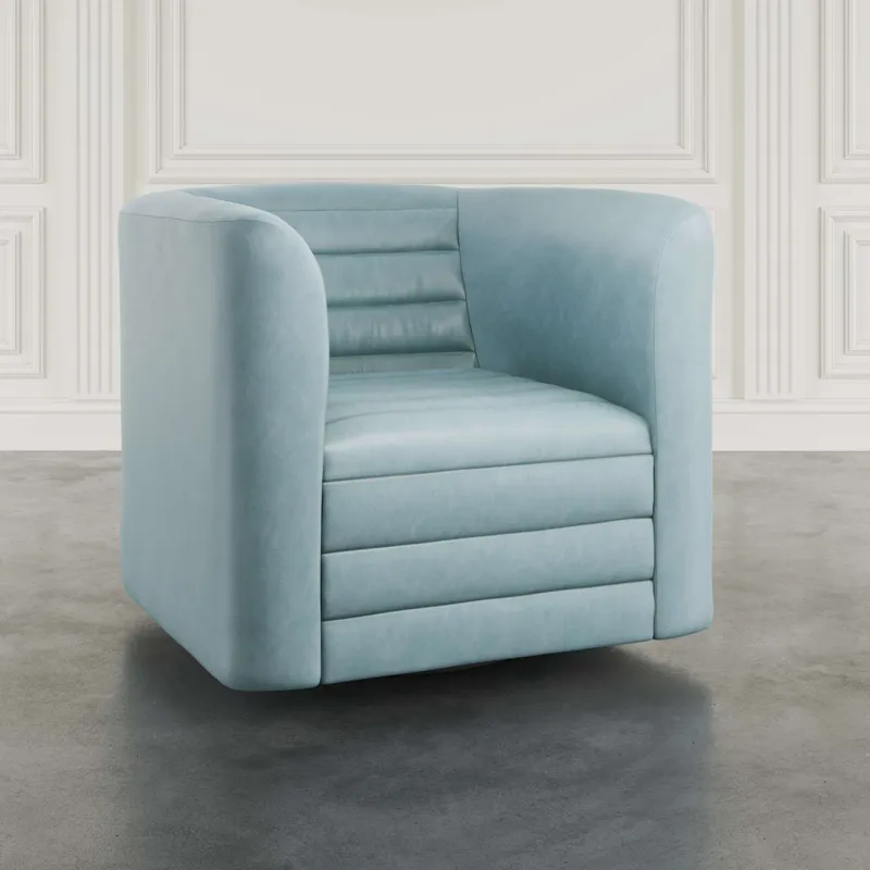 Gt Upholstered Channel Tufted Barrel Accent Swivel Chair