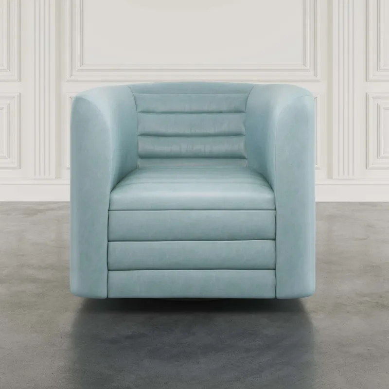 Gt Upholstered Channel Tufted Barrel Accent Swivel Chair