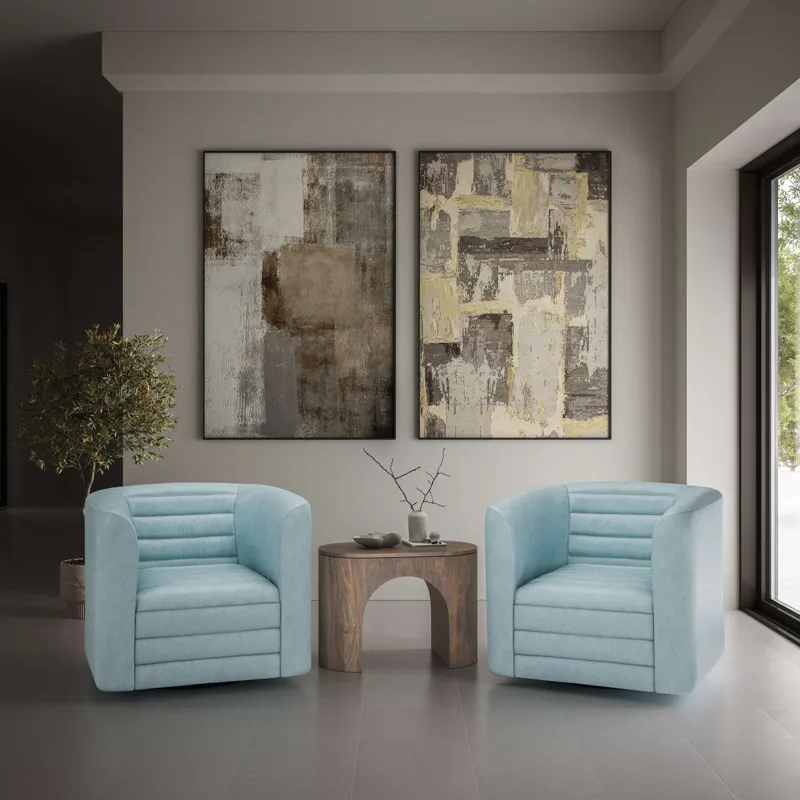 Gt Upholstered Channel Tufted Barrel Accent Swivel Chair