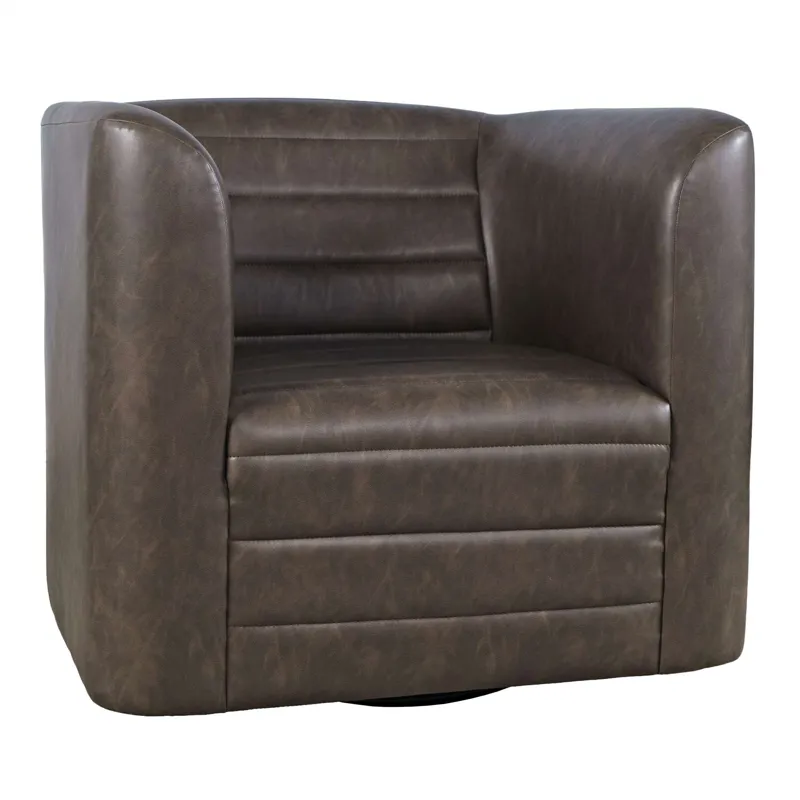 Gt Upholstered Channel Tufted Barrel Accent Swivel Chair
