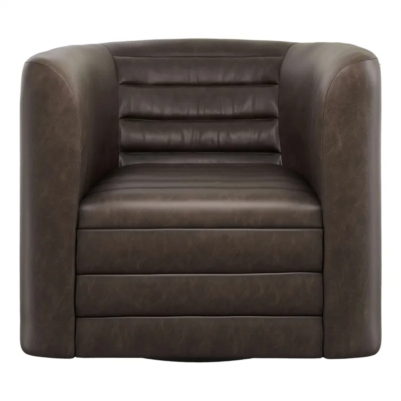 Gt Upholstered Channel Tufted Barrel Accent Swivel Chair