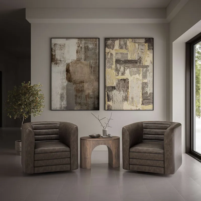 Gt Upholstered Channel Tufted Barrel Accent Swivel Chair