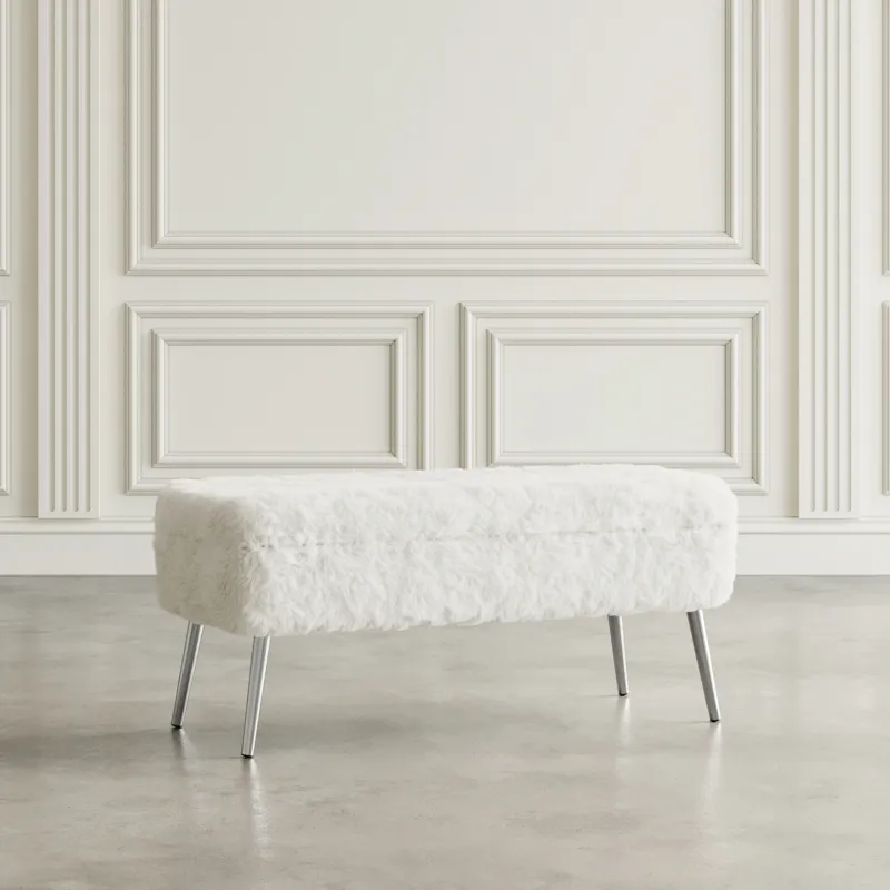 Huggy Luxury Plush Faux Fur Upholstered Storage Bench
