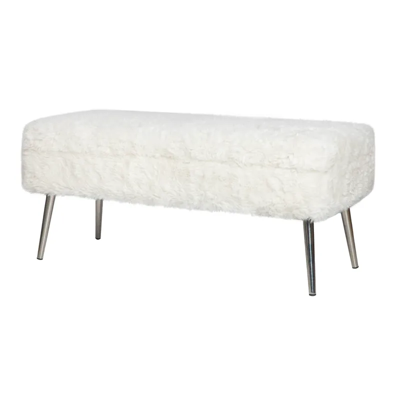 Huggy Luxury Plush Faux Fur Upholstered Storage Bench