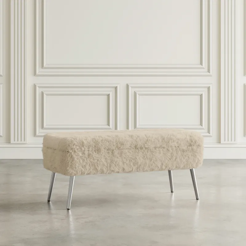 Huggy Luxury Plush Faux Fur Upholstered Storage Bench