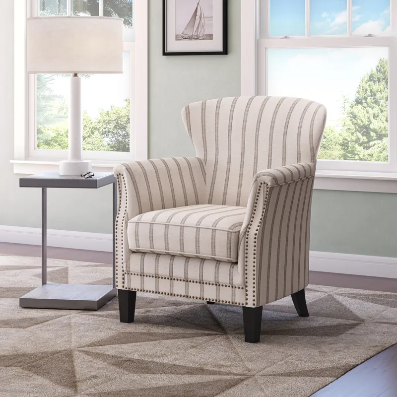 Layla Classic Upholstered Accent Chair With Nailhead Trim