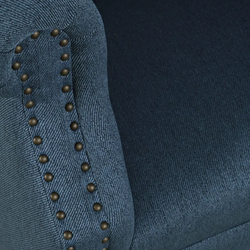 Lily Transitional Contemporary Upholstered Barrel Curved Back Accent Chair With Nailhead Trim