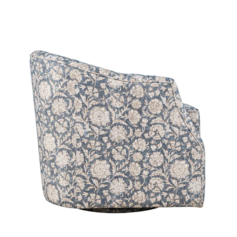Lottie Modern Cottage Floral Print Upholstered Accent Swivel Chair