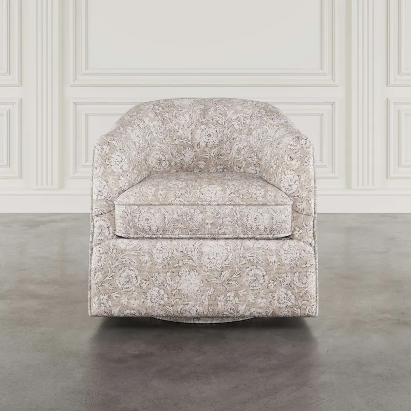Lottie Modern Cottage Floral Print Upholstered Accent Swivel Chair