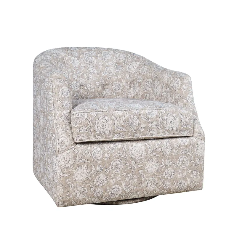 Lottie Modern Cottage Floral Print Upholstered Accent Swivel Chair