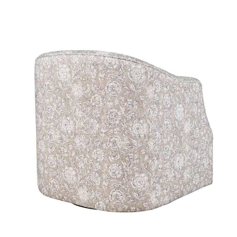 Lottie Modern Cottage Floral Print Upholstered Accent Swivel Chair