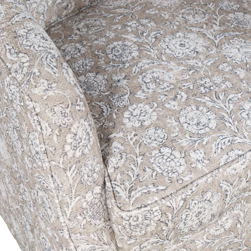 Lottie Modern Cottage Floral Print Upholstered Accent Swivel Chair
