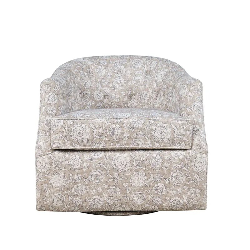 Lottie Modern Cottage Floral Print Upholstered Accent Swivel Chair