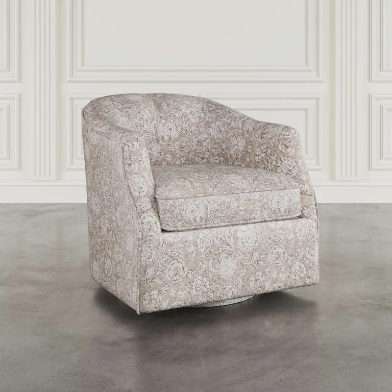 Lottie Modern Cottage Floral Print Upholstered Accent Swivel Chair