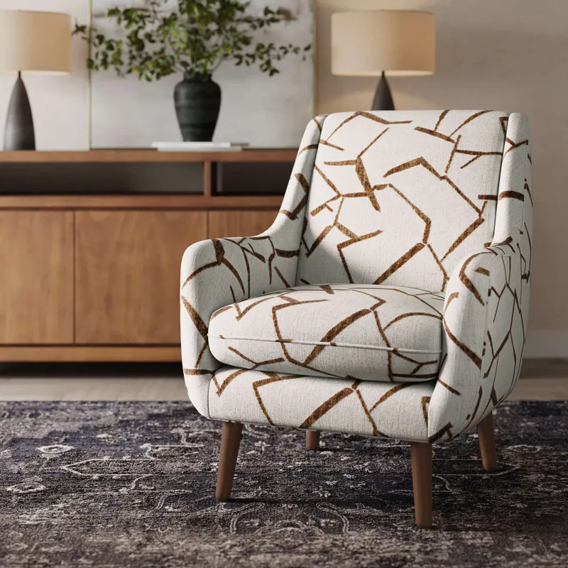 Nielsen Mid-Century Modern Upholstered Geometric Lounge Accent Chair