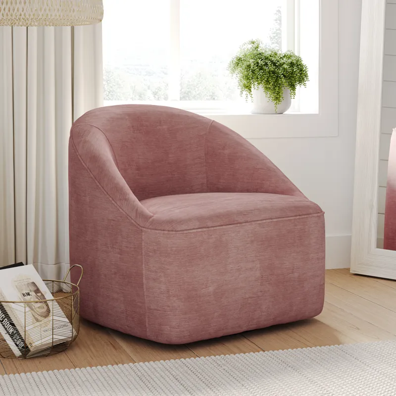 Lulu Mid-Century Modern Upholstered Casual Swivel Accent Chair