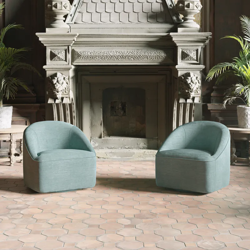 Lulu Mid-Century Modern Upholstered Casual Swivel Accent Chair