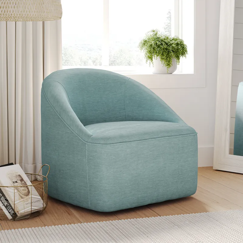 Lulu Mid-Century Modern Upholstered Casual Swivel Accent Chair