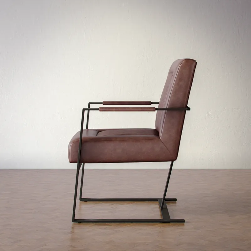 Maguire Modern Industrial Genuine Leather Sled Chair
