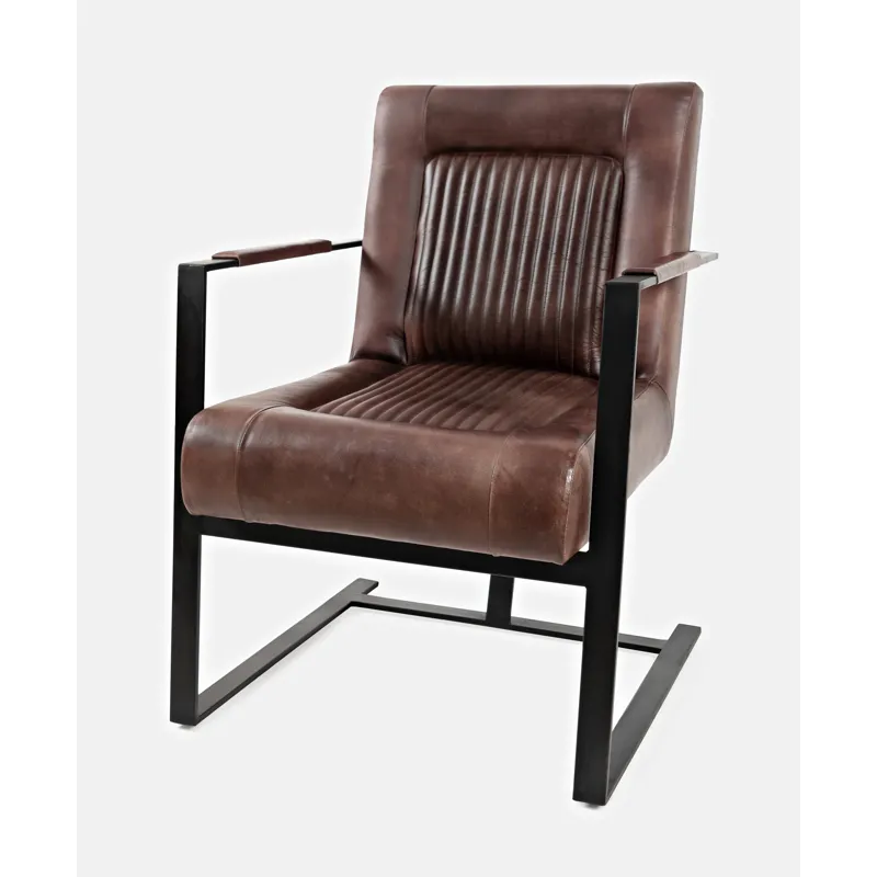Maguire Modern Industrial Genuine Leather Sled Chair