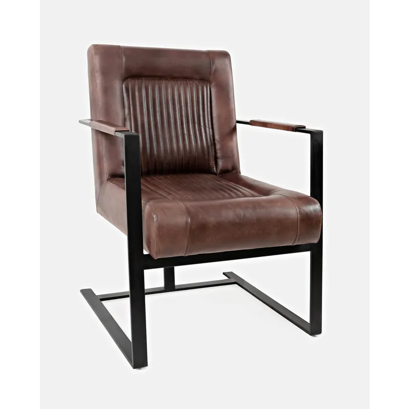 Maguire Modern Industrial Genuine Leather Sled Chair