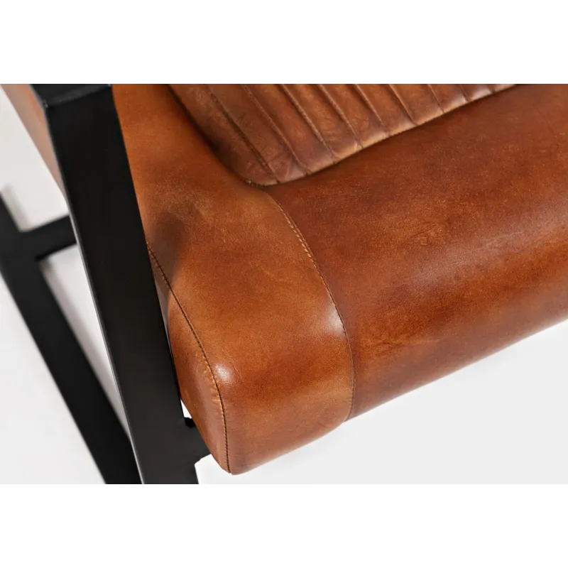 Maguire Modern Industrial Genuine Leather Sled Chair