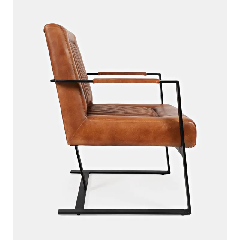 Maguire Modern Industrial Genuine Leather Sled Chair