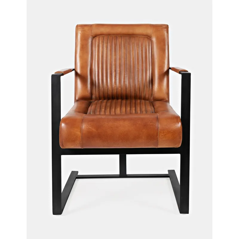 Maguire Modern Industrial Genuine Leather Sled Chair