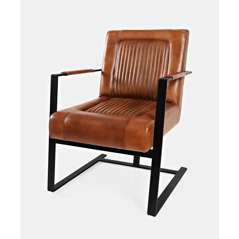 Maguire Modern Industrial Genuine Leather Sled Chair