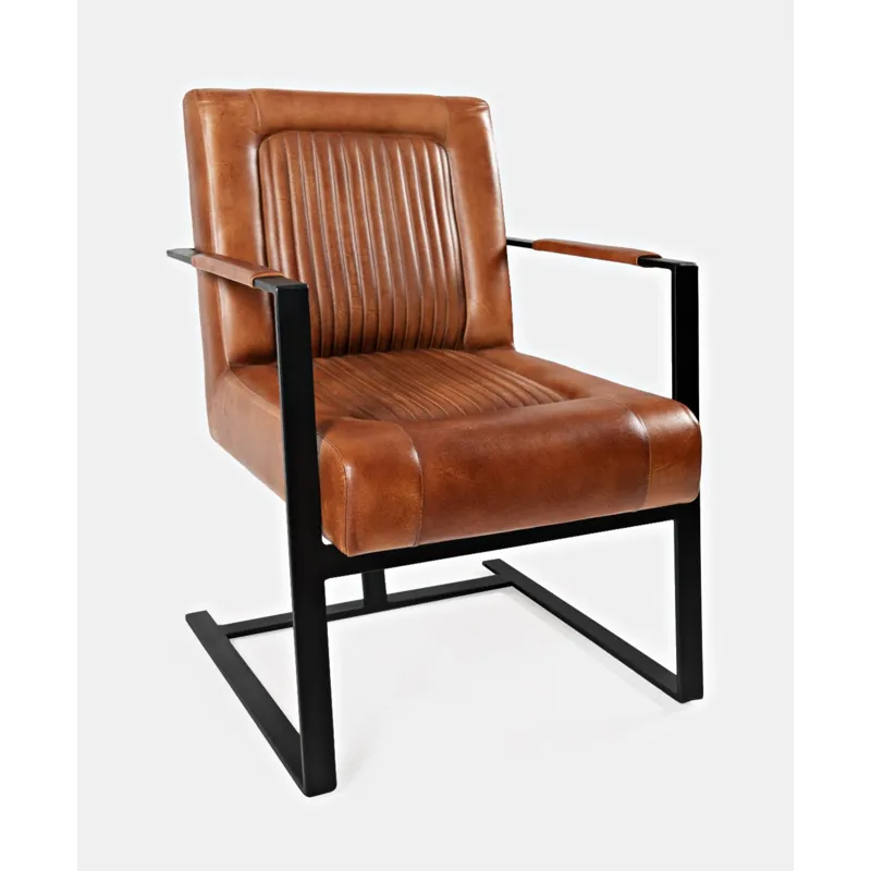 Maguire Modern Industrial Genuine Leather Sled Chair
