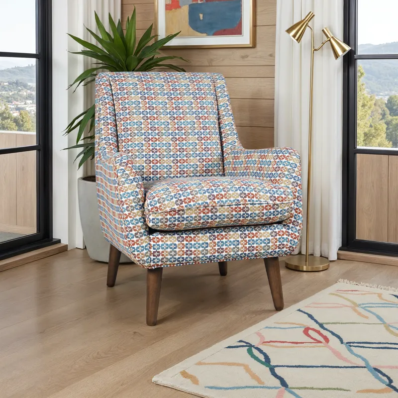 Nielsen Mid-Century Modern Upholstered Retro Geometric Fabric Accent Chair