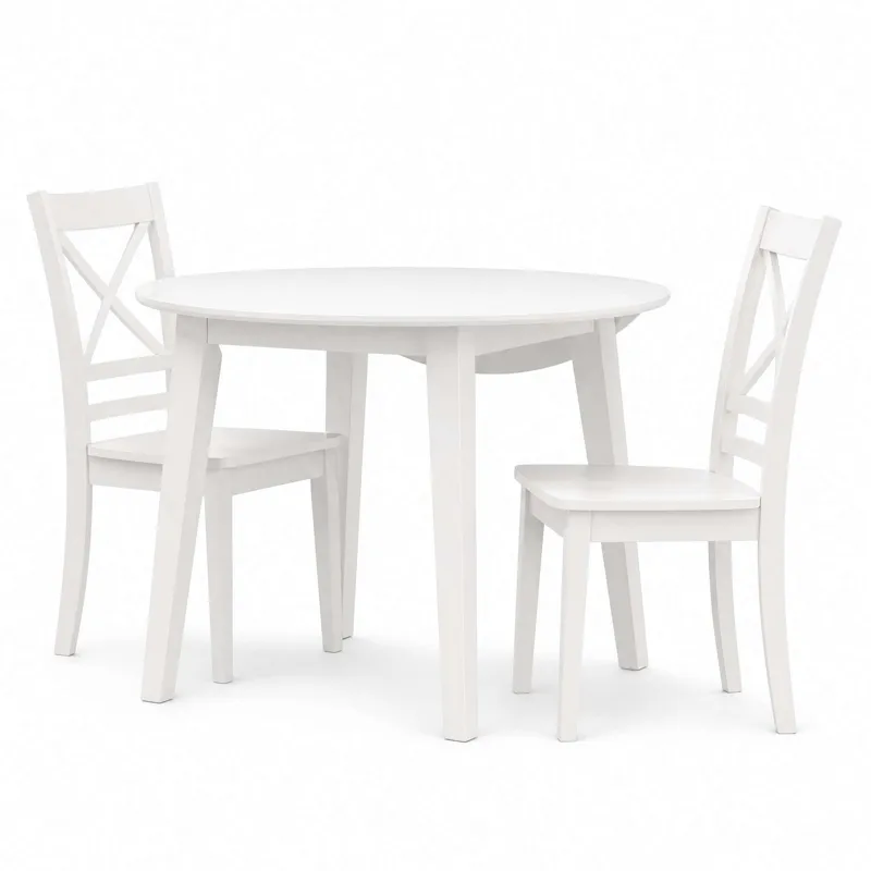 Simplicity 3-Piece Solid Wood Drop-Leaf Extension Dining Set With X-Back Chairs