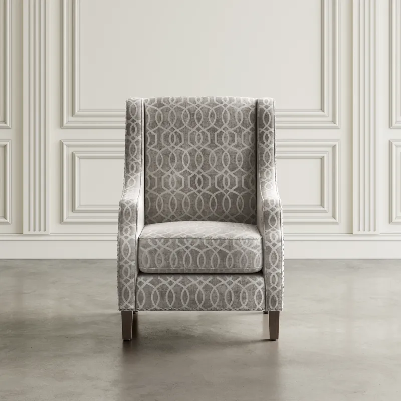 Quinn Upholstered Geometric Pattern Accent Chair With Nailhead Trim
