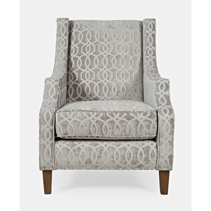 Quinn Upholstered Geometric Pattern Accent Chair With Nailhead Trim
