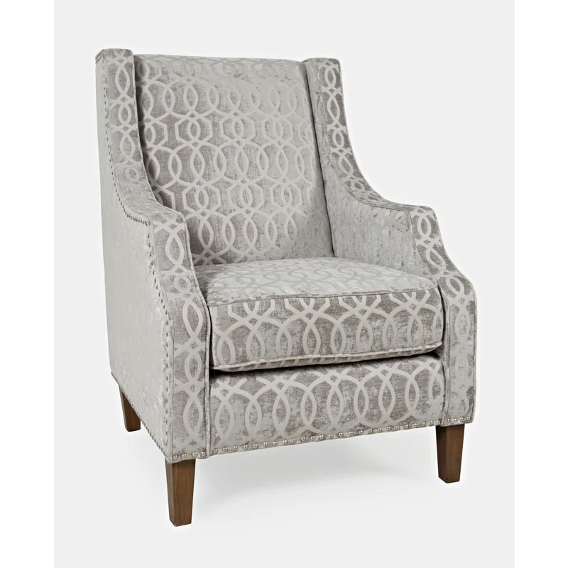Quinn Upholstered Geometric Pattern Accent Chair With Nailhead Trim