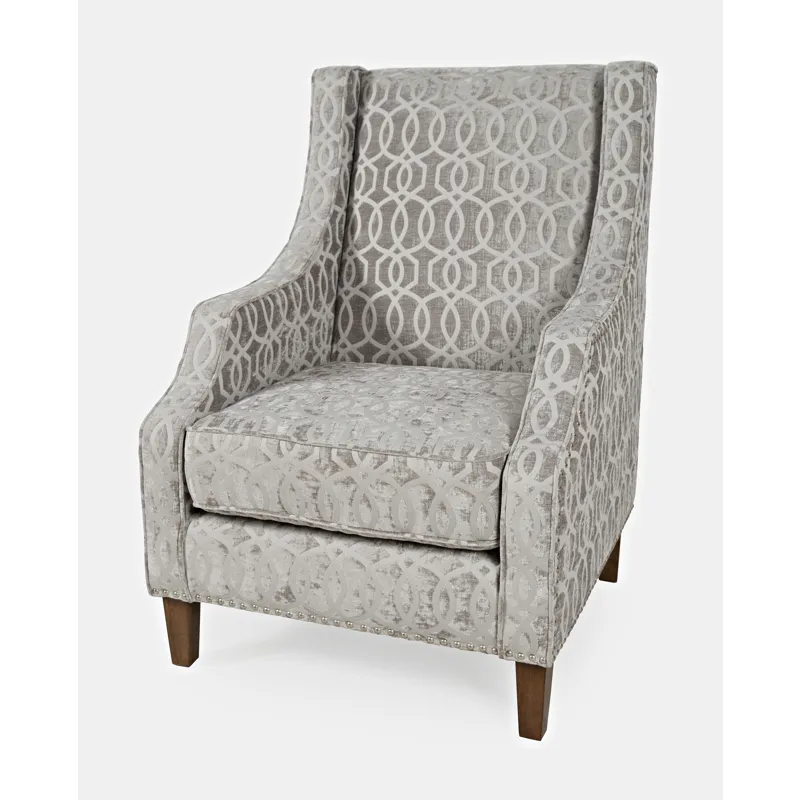 Quinn Upholstered Geometric Pattern Accent Chair With Nailhead Trim