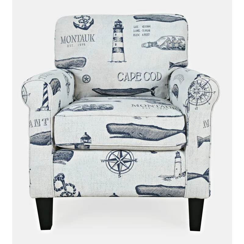 Seafarer Coastal Nantucket Cape Nautical Upholstered Accent Chair