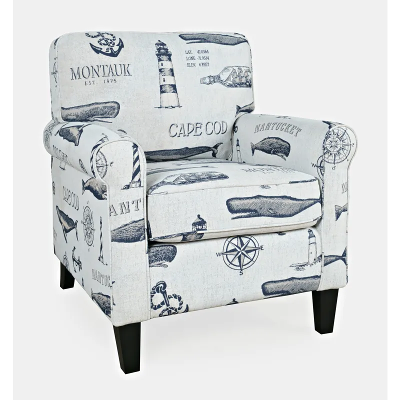 Seafarer Coastal Nantucket Cape Nautical Upholstered Accent Chair