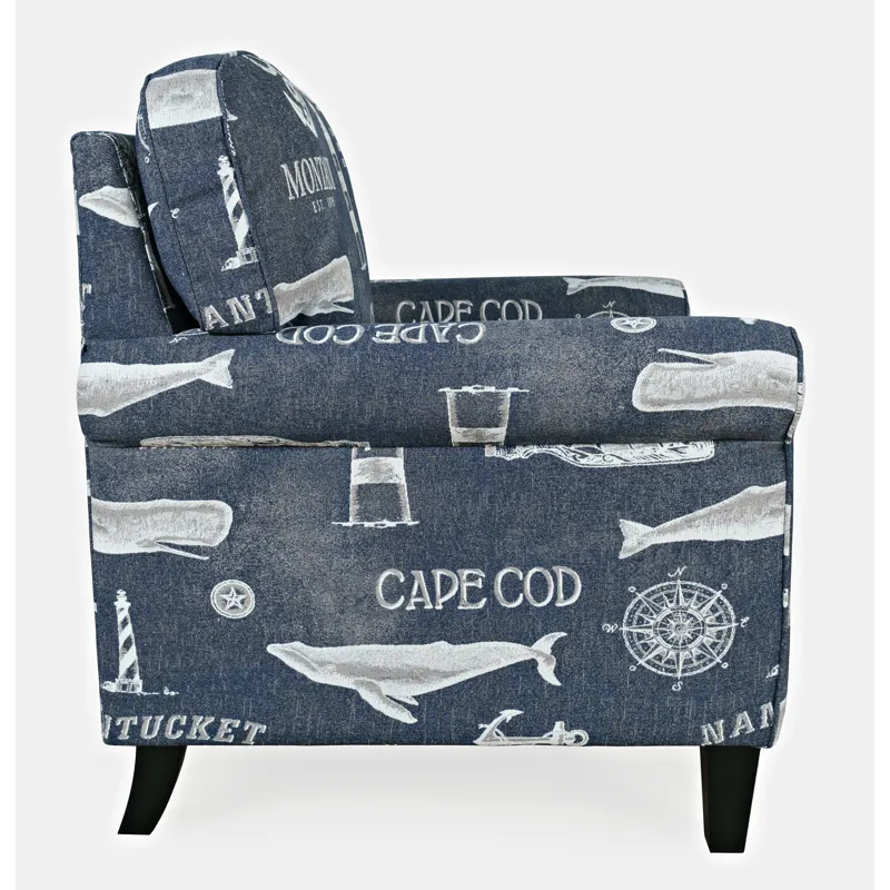 Seafarer Coastal Nantucket Cape Nautical Upholstered Accent Chair