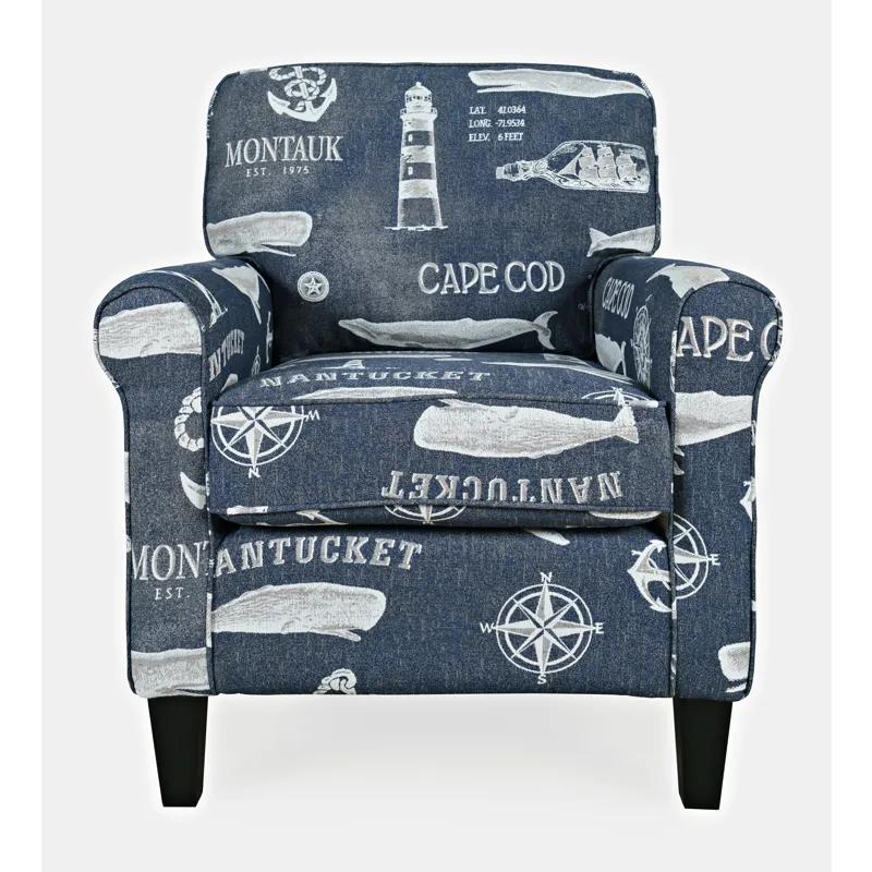 Seafarer Coastal Nantucket Cape Nautical Upholstered Accent Chair
