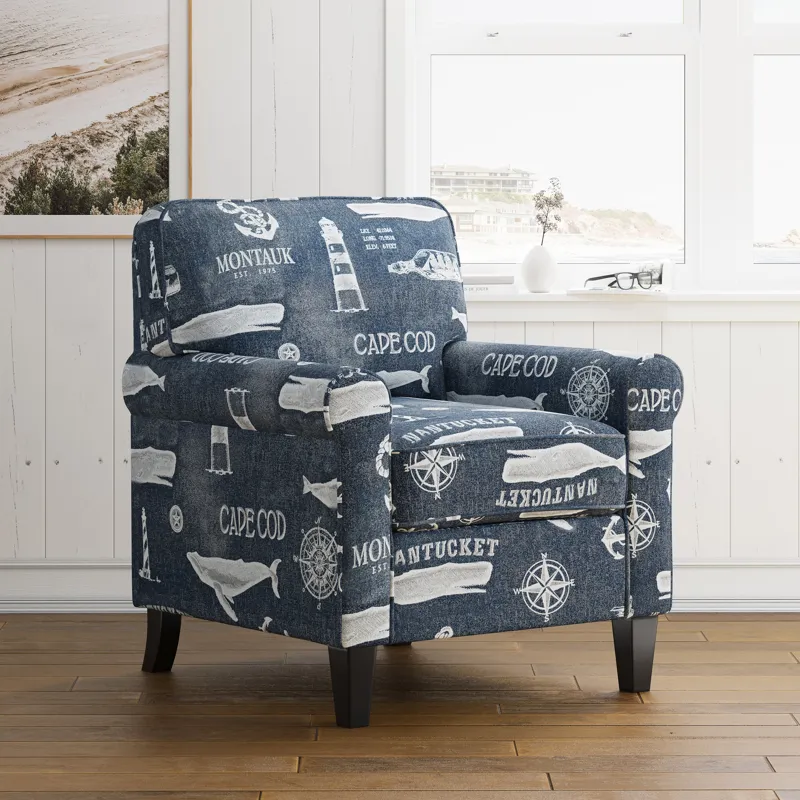 Seafarer Coastal Nantucket Cape Nautical Upholstered Accent Chair