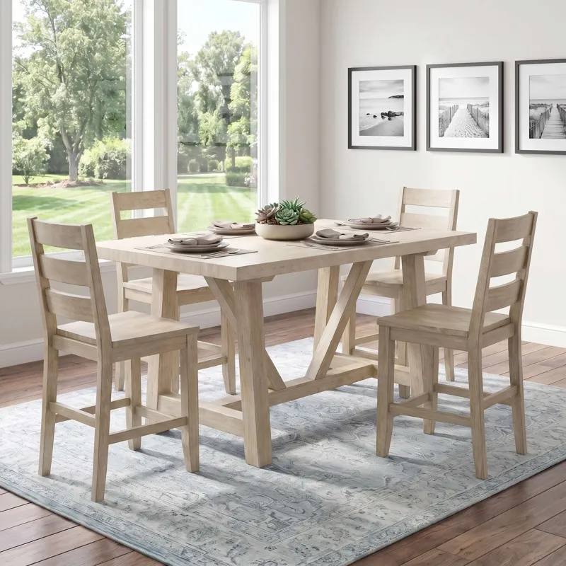 Sierrafina Modern Rustic 72-Inch Sintered Stone Trestle Counter Height Dining Table