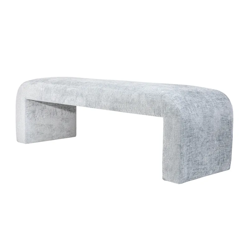 Sophia Modern Luxury Curved Upholstered Waterfall Jacquard Bench Large