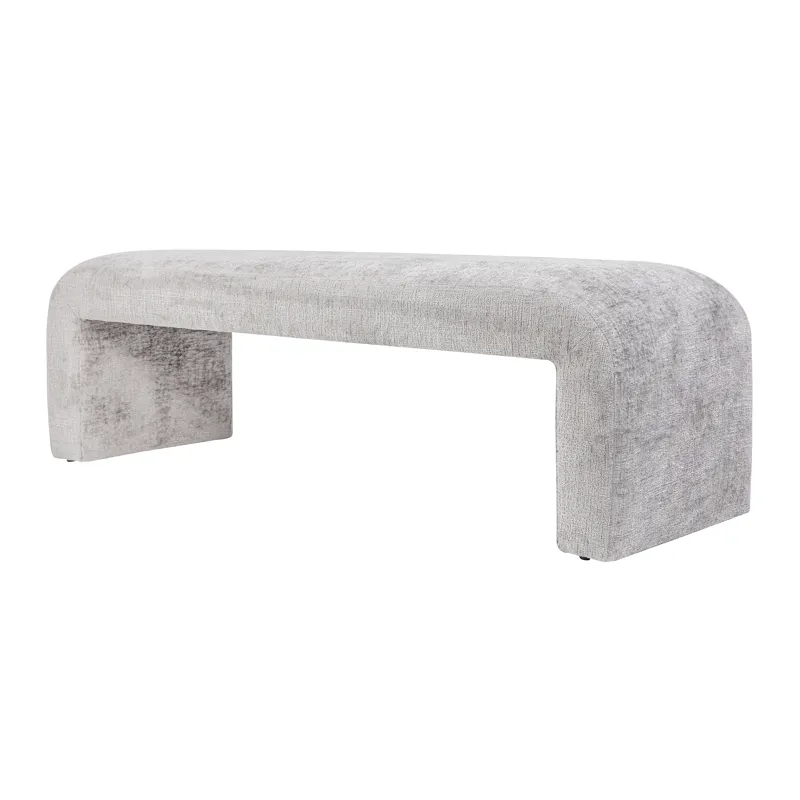 Sophia Modern Luxury Curved Upholstered Waterfall Jacquard Bench Large