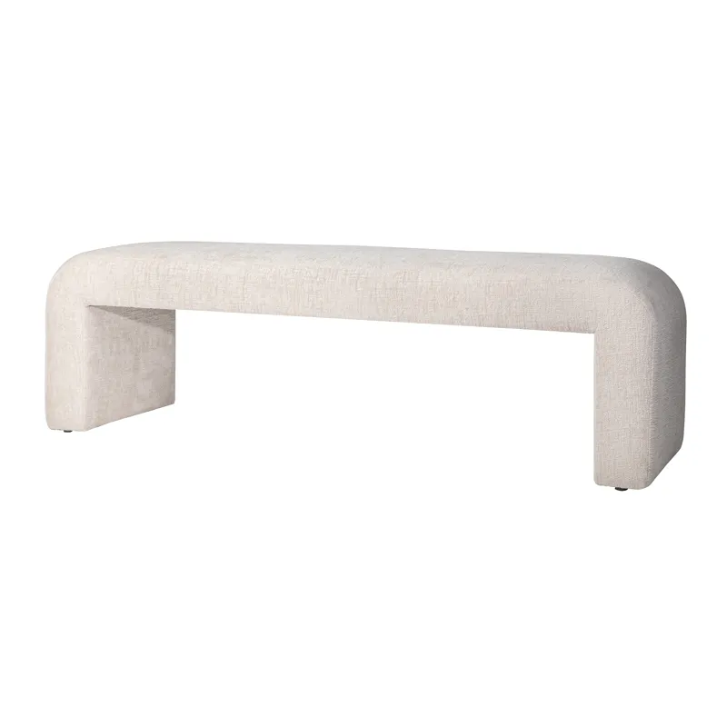 Sophia Modern Luxury Curved Upholstered Waterfall Jacquard Bench Large