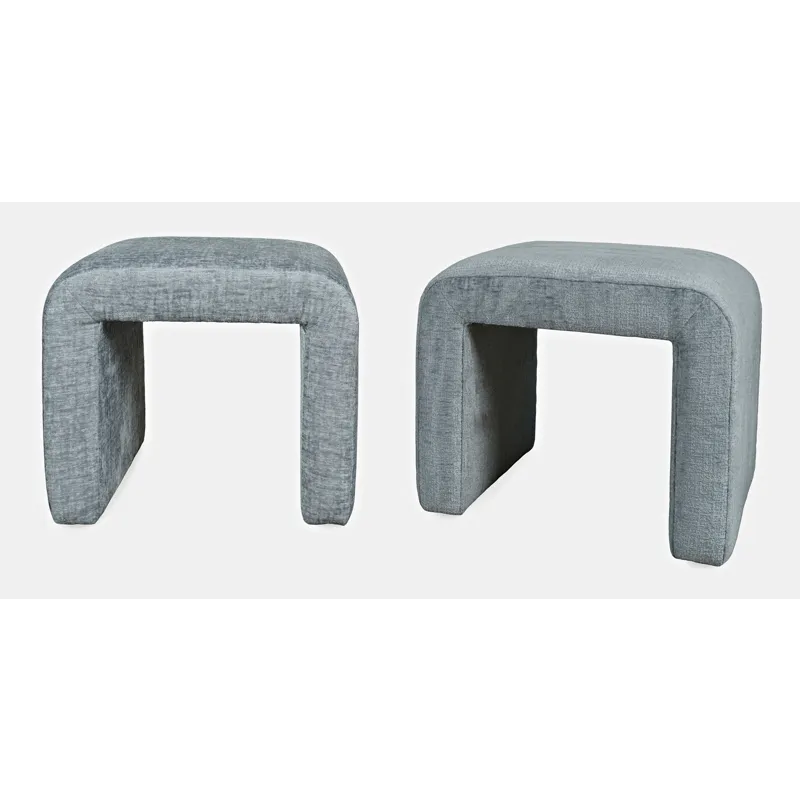 Sophia Modern Luxury Curved Upholstered Waterfall Jacquard Petite Ottoman Bench Set Of 2